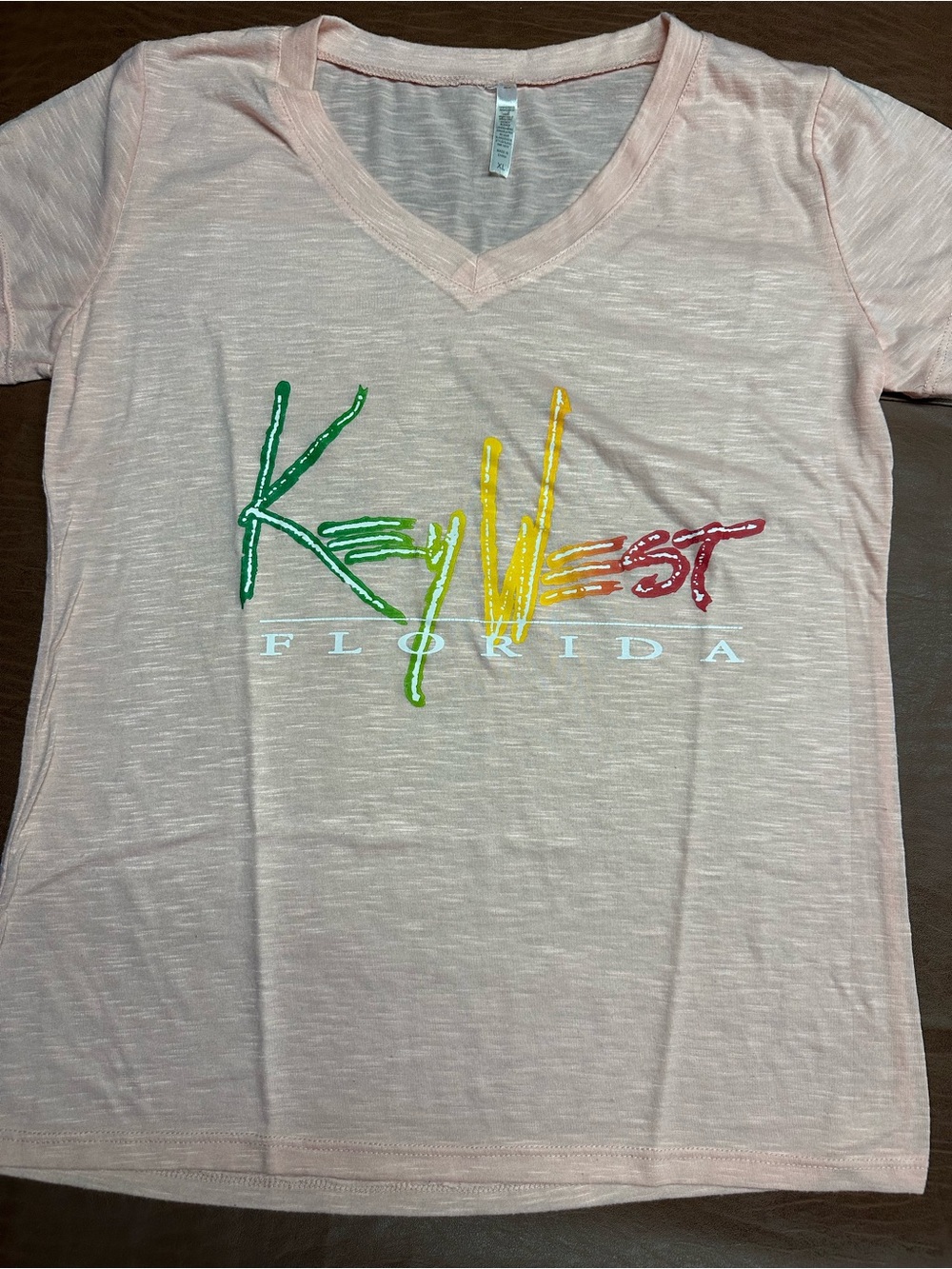 Key West Florida Graphic V-Neck Women’s Tee - Salmon